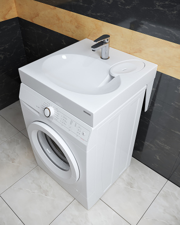 Раковина из искусственного камня Paulmark STERN PM700431 60х60 над стиральной машиной цвет белый 1 отверстие под смеситель